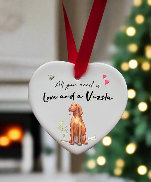 Love and a Vizsla Ceramic Heart